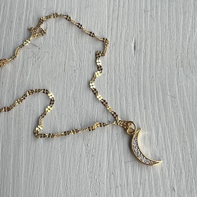 Hovedbilde Orelia Pavé Moon Charm Necklace 